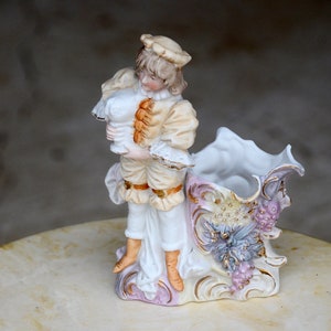 Rococo Victorian Figurine Planter Vase. Porcelain/Bone China Planter Vase.Rococo Decor. Victorian Vase. Edwardian Vase. Bisque Planter. #f5 image 3