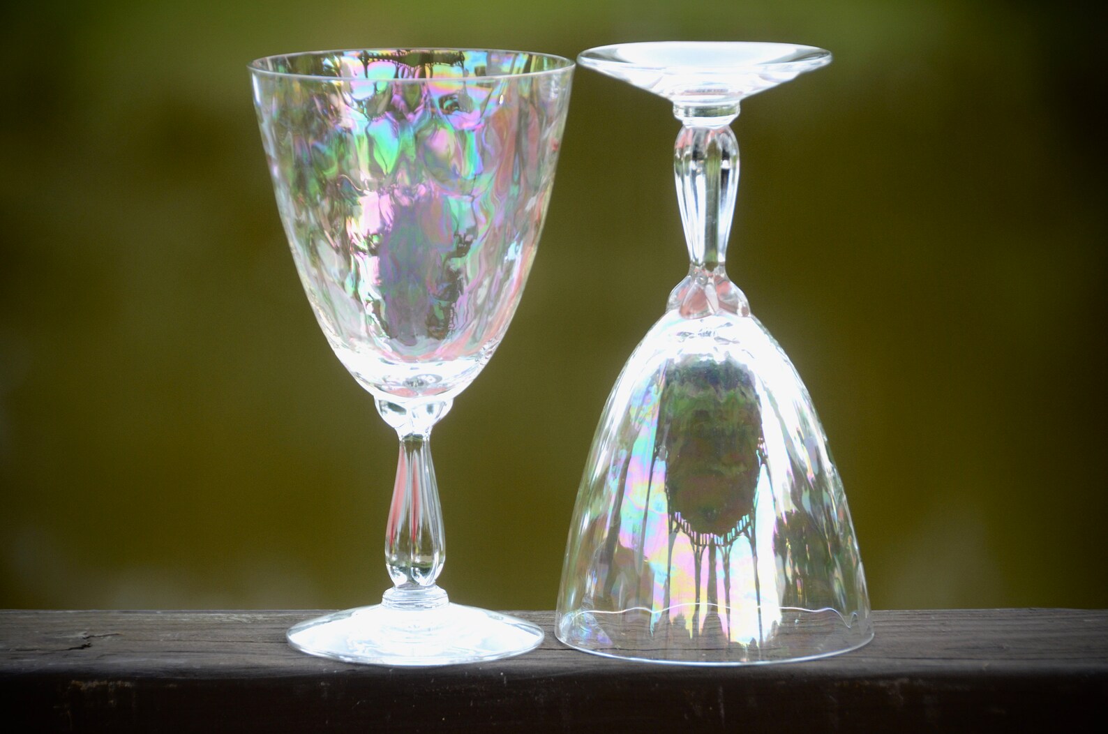 IRIDESCENT STEMWARE Fostoria Shell Pearl Wine Glasses Optic Etsy