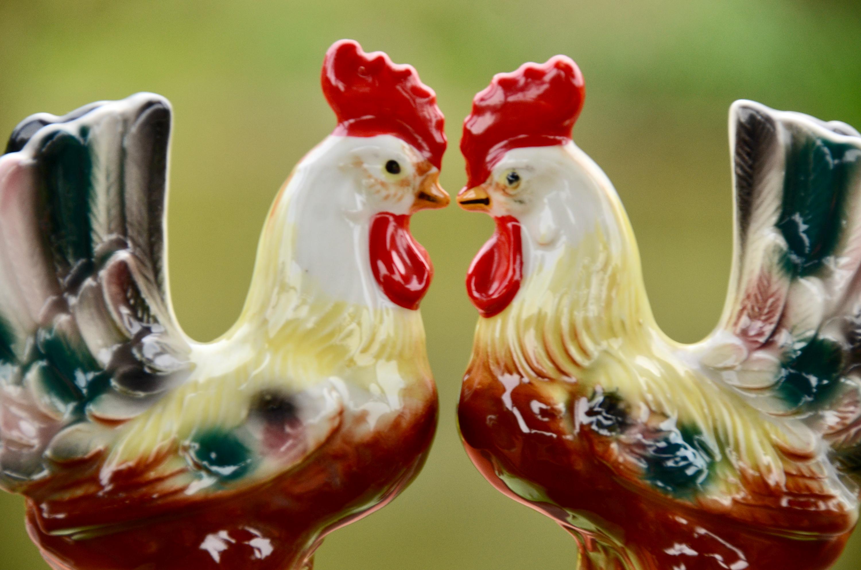 ROOSTER FIGURINES | Chicken Figurines | Mid-century Chickens
