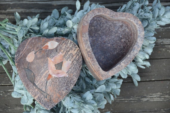 Vintage SOAPSTONE HEART BOX | Boho Decor | Made i… - image 3