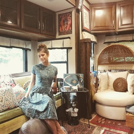 1950's XS Vintage Novelty Print Dress