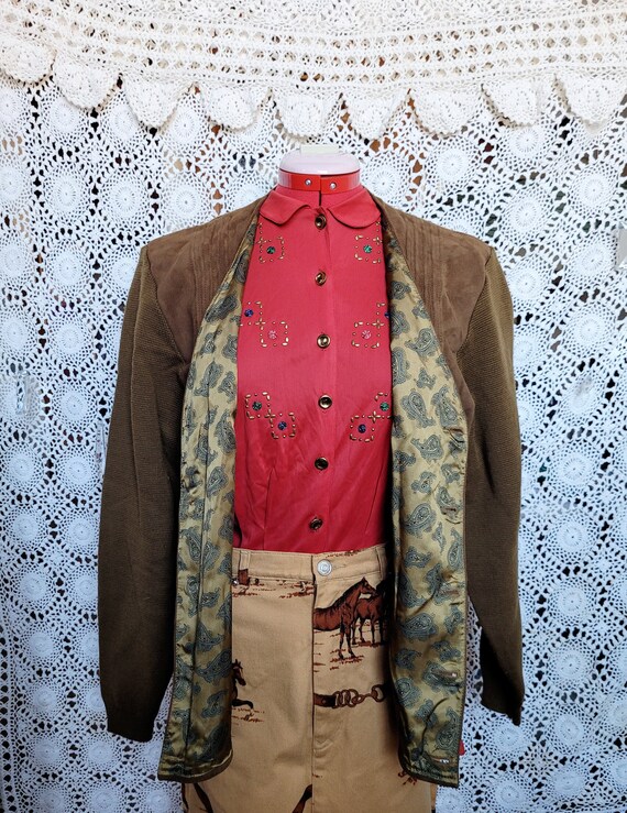 Vintage Suede Wool Cartigan | Medium