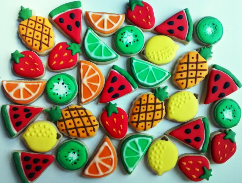 Fruits Mini Sugar Cookies or Large 3.5 With Royal Icing Etsy