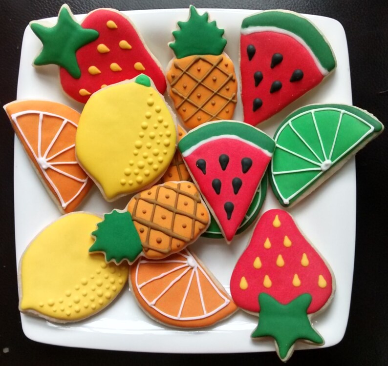 Fruits Mini Sugar Cookies or Large 3.5 With Royal Icing Etsy