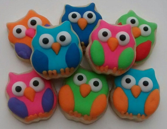 Owl Sugar Cookies Mini Or Large Birthday Party Get Well Etsy