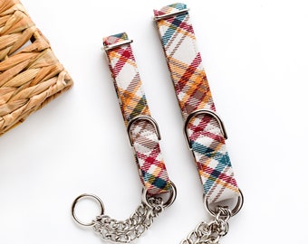 NEU! 2021 True Harvest Hundehalsband kariert - Unisex Hundehalsband - Martingale Kettenhalsband - Baumwolle - Kettenhalsband Karo