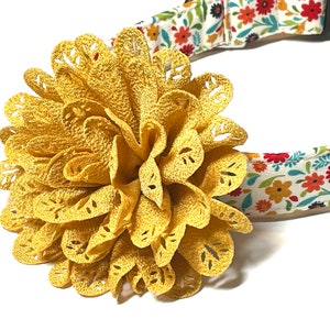 Floral Dog Collar: Fabric Flower, Adjustable Girl Puppy Collar