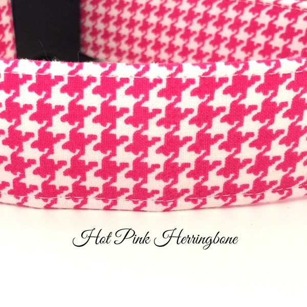 Hot Pink Houndstooth Dog Collar
