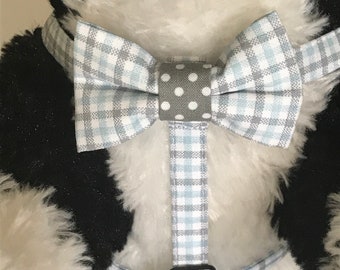 Boy Dog Harness W/Bowtie - Choose ANY fabric in My Shop - Step-in-Harness