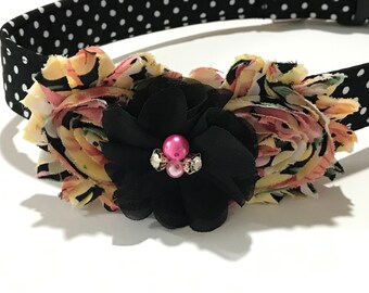Tropical Floral Dog Collar with Rosette Flower