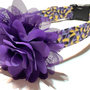 Purple Maze Dog Collar with Fabric Flower: Pet Accessories