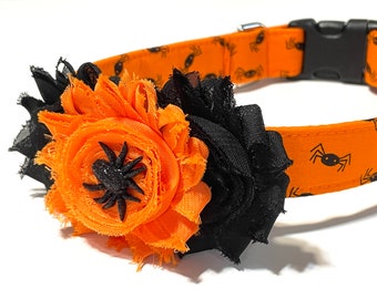 Spooky Spiders Floral Dog Collar