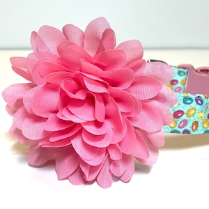 Jellybean Fabric Dog Collar: Girl Pet Collar with Pink Flower