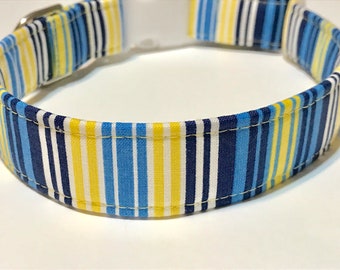 Sail Away Dog Collar ~ Striped Dog Collar ~ Summer Dog Collar