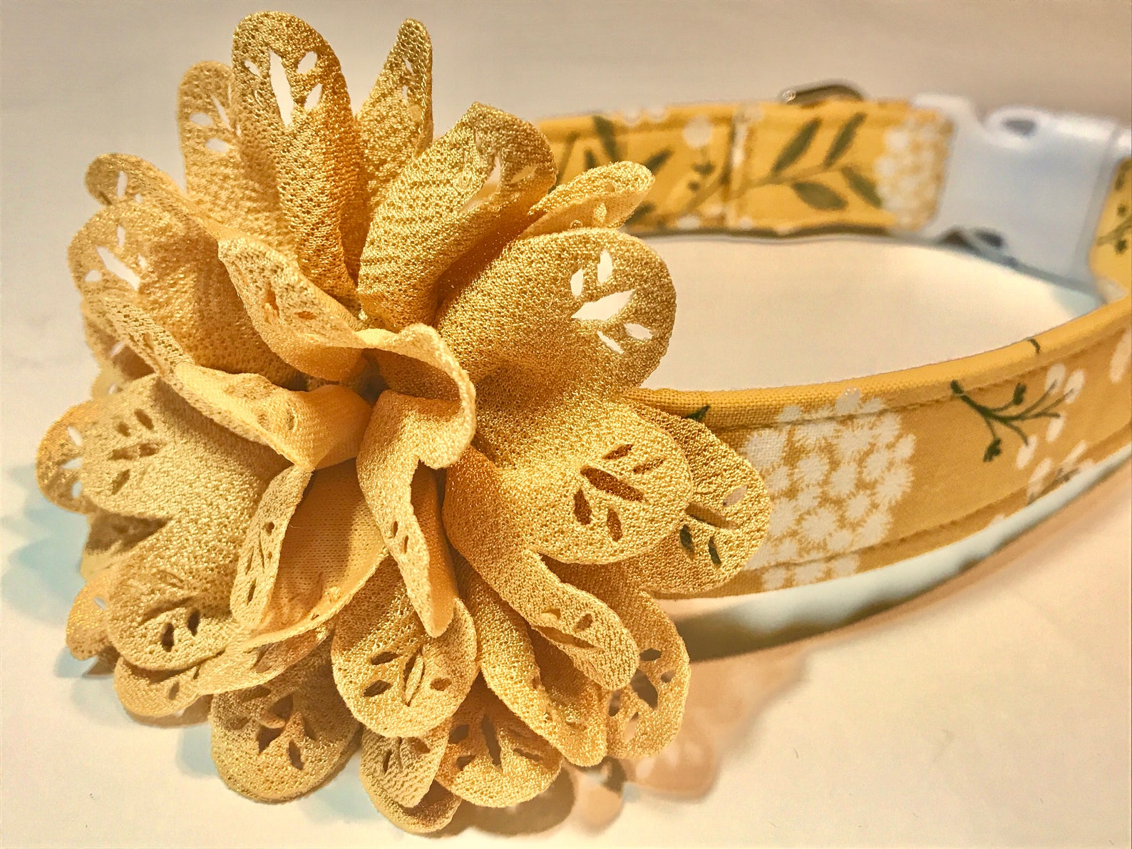 Mustard Dog Collar Girl Dog Collar With Flower Girl Dog Etsy