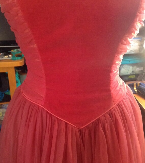 Rockabilly/1950s/ Rose Chiffon & Velvet Party Dres