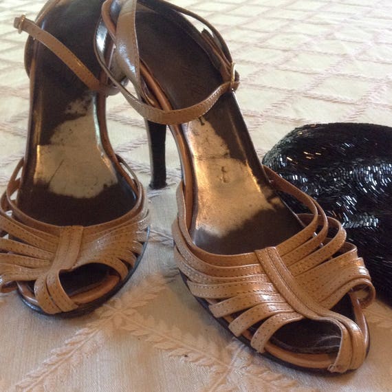 Tan leather  ankle strap heels - image 1