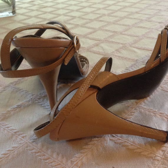 Tan leather  ankle strap heels - image 2