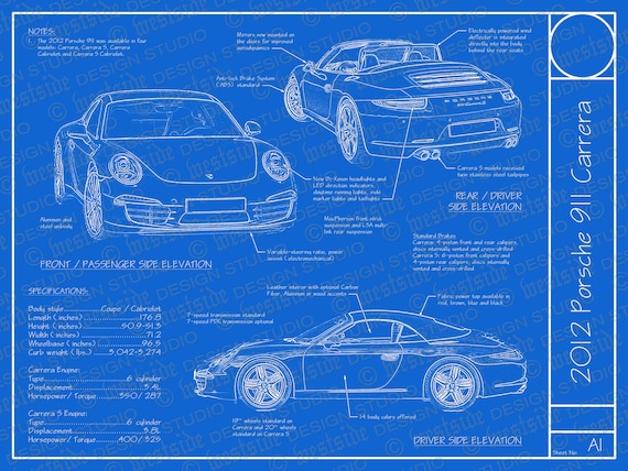 2012 ポルシェ 911 カレラ / カレラ 2 設計図ポスター 18