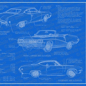 1969 Buick GS blueprint poster 18&quot;x24&quot; (Digital image file)