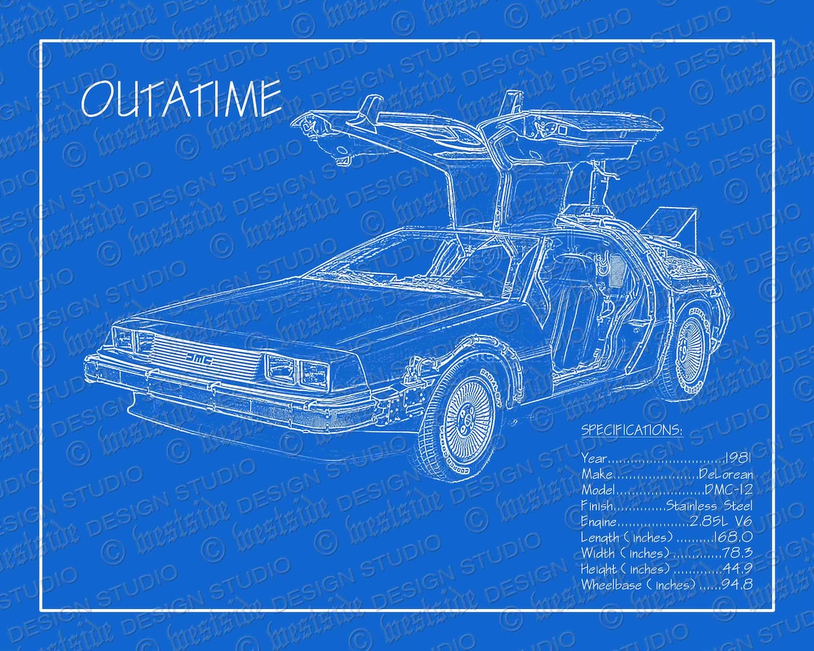 1981 Delorean Back to the Future Blueprint 8x10 - Etsy