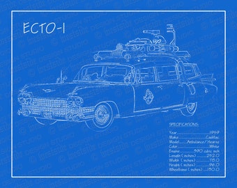 1959 Cadillac - ECTO 1 blueprint 8"x10" (JPEG image file)