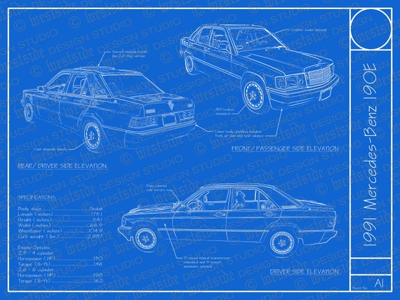 1991 メルセデス ベンツ 190E 設計図ポスター 18