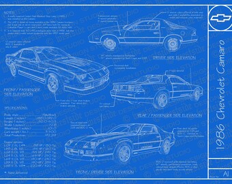 1986 シボレー カマロ ブループリント ポスター 18