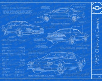 1982 Chevrolet Camaro blueprint poster 18"x24" (JPEG image file)