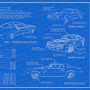1978 Pontiac Firebird / Trans Am blueprint poster 18&quot;x24&quot; (Digital image file)