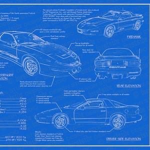 1993 Pontiac Firebird / Trans Am blueprint poster 18&quot;x24&quot; (Digital image file)
