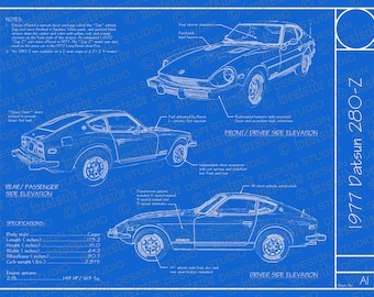 1977 Nissan Datsun 280-Z Blueprint Poster 18