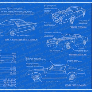 1976 Pontiac Firebird / Trans Am blueprint poster 18&quot;x24&quot; (Digital image file)