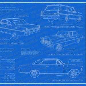 1967 Chevrolet Chevy II / Nova blueprint poster 18&quot;x24&quot; (JPEG image file)