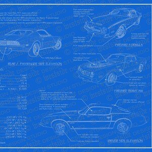 1974 Pontiac Firebird / Trans Am blueprint poster 18&quot;x24&quot; (Digital image file)
