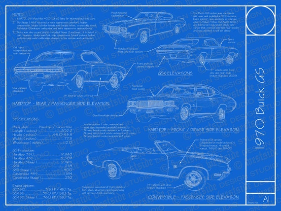 1970 Buick GS / GSX Blueprint Poster 18