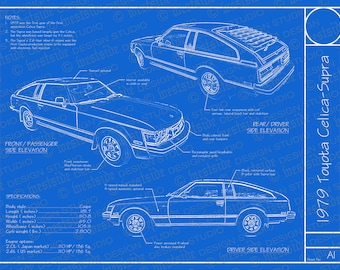 1979 Toyota Celica Supra blueprint poster 18"x24" (Digital image file)