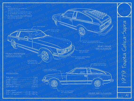1979 Toyota Celica Supra Blueprint Poster 18