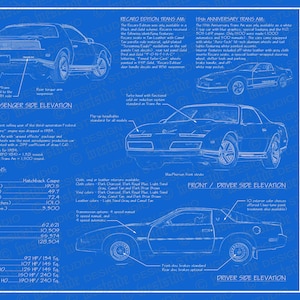 1984 Pontiac Firebird / Trans Am blueprint poster 18&quot;x24&quot; (Digital image file)