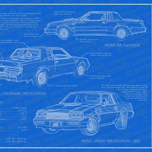 1987 Buick Grand National / GNX blueprint poster 18&quot;x24&quot; (Digital image file)