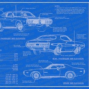 1973 Dodge Charger blueprint poster 18&quot;x24&quot; (Digital image file)