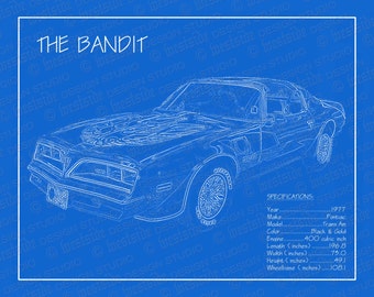 1977 Pontiac Trans Am Smokey & The Bandit blueprint 8"x10" (JPEG image file)