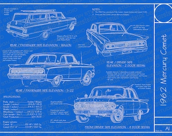1962 Mercury Comet blueprint poster 18"x24" (Digital image file)