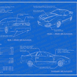 2001 Pontiac Firebird / Trans Am blueprint poster 18&quot;x24&quot; (Digital image file)