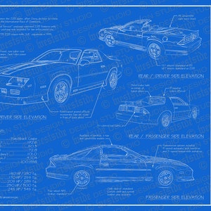 1991 Chevrolet Camaro blueprint poster 18&quot;x24&quot; (JPEG image file)