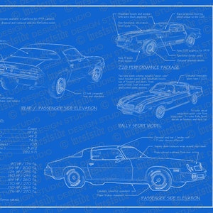 1979 Chevrolet Camaro blueprint poster 18&quot;x24&quot; (JPEG image file)