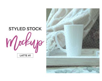 Download Free Styled stock mockup mug white tapered dollar tree latte mug for silhouette and cricut product mockups - Latte #1 PSD Template