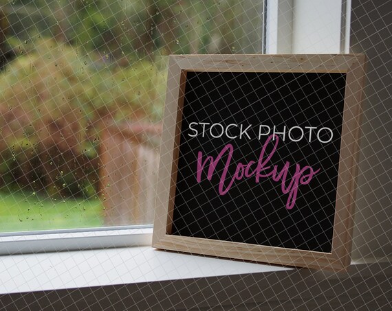 Natural Wood Sign With Black Interior Wooden Mockup In
