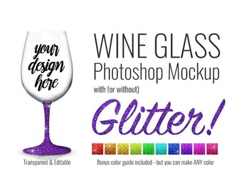 Download Free Wine Glass Mockup Template PSD With Glitter PSD Template