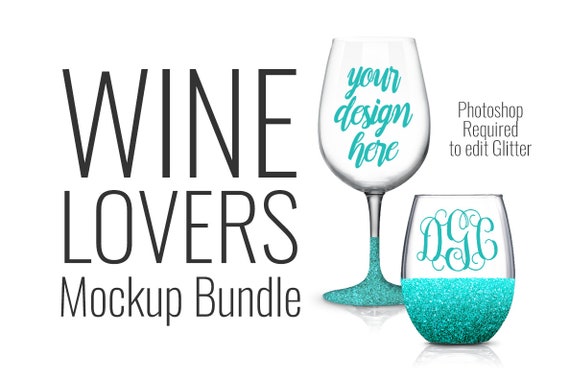 Wineglass Photoshop Mockup Bundle For Vinyl Decals With Stemless Wineglass Photoshop Mockup Bundle For Vinyl Decals With Stemless